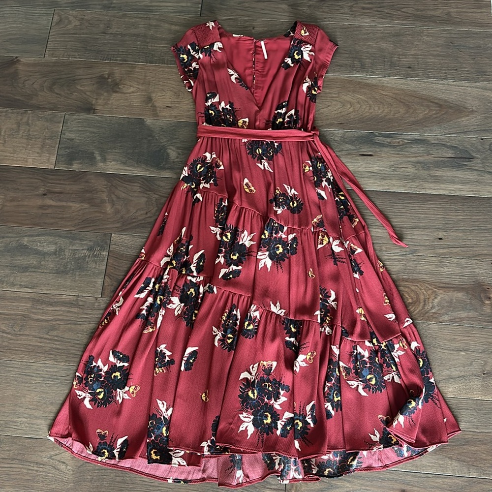 Free People All I Got Printed Maxi Dress, Red Combo, Floral Midi Dress